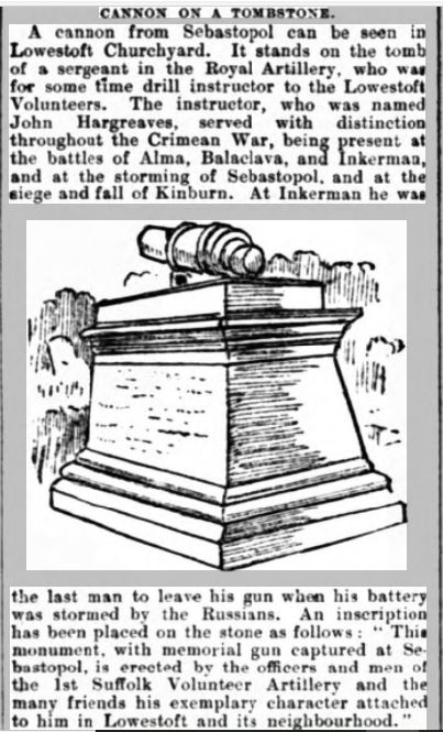 Hargreaves John  Buckingham Express 6-10-1906.  Drawing of tomb